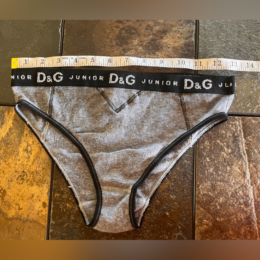 D&G Junior Gray Ribbed Briefs with Black Logo Tag